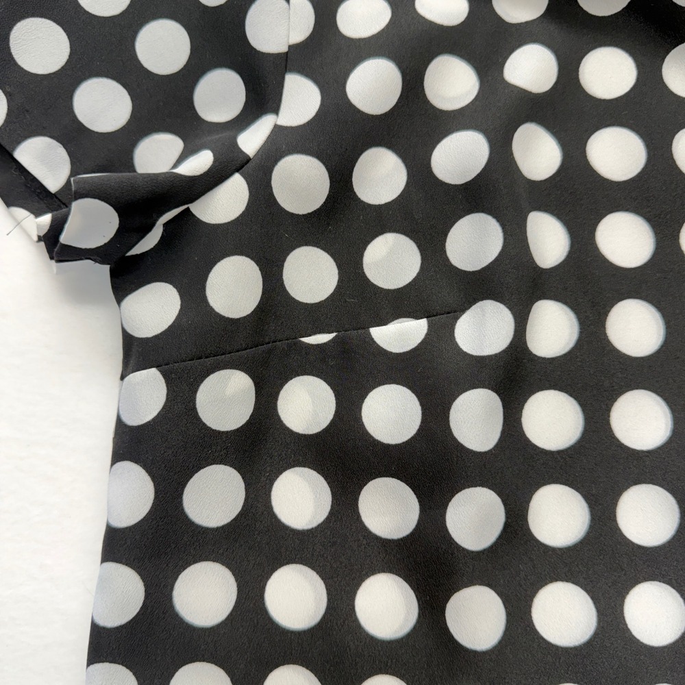 J.CREW Blouse Womens XS Black Polka Dot Short Sleeve Keyhole Back Top - Picture 5 of 10